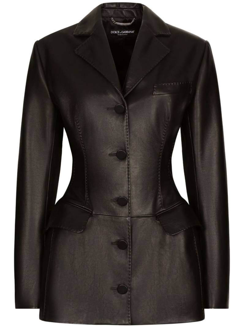 Dolce & Gabbana single-breasted leather blazer - Black von Dolce & Gabbana