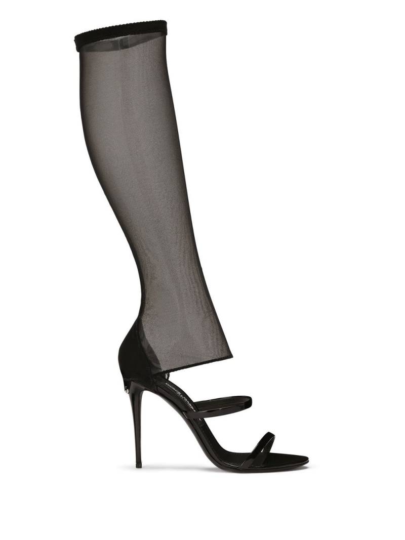 Dolce & Gabbana 105mm knee-high tulle sandals - Black von Dolce & Gabbana