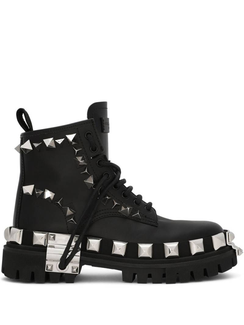 Dolce & Gabbana studded leather combat boots - Black von Dolce & Gabbana