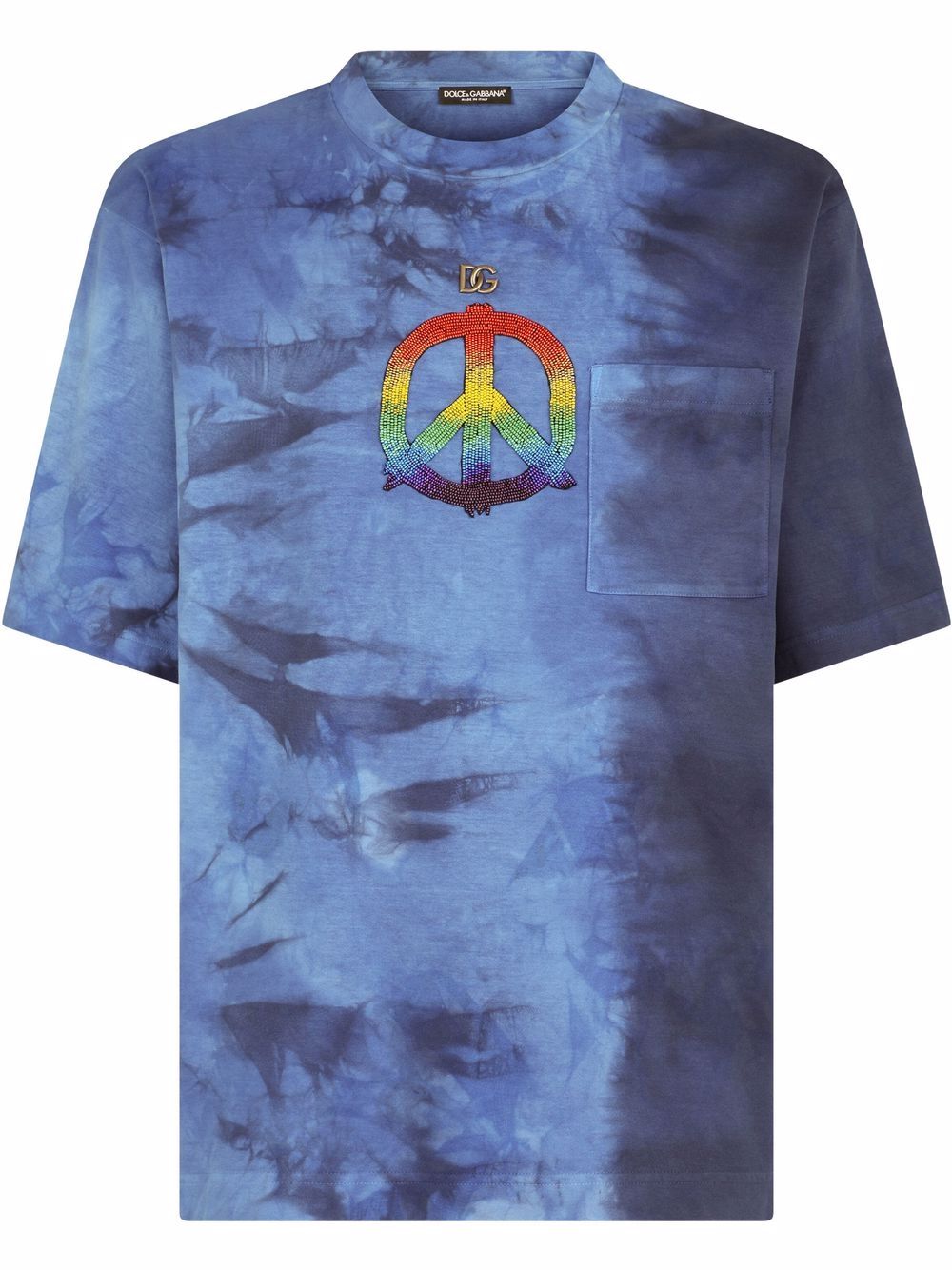 Dolce & Gabbana tie-dye peace sign T-shirt - Blue von Dolce & Gabbana