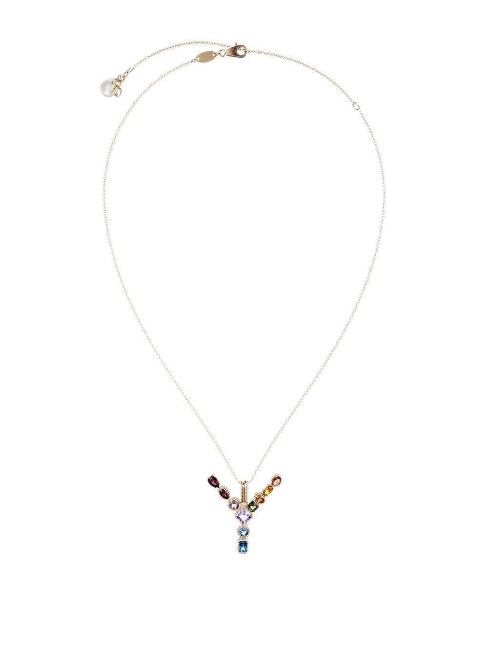 Dolce & Gabbana 18kt yellow gold initial Y gemstone necklace von Dolce & Gabbana