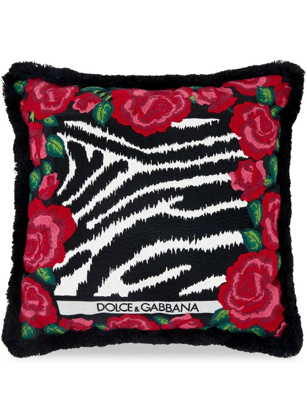 Dolce & Gabbana zebra-print embroidered small cushion - Pink von Dolce & Gabbana