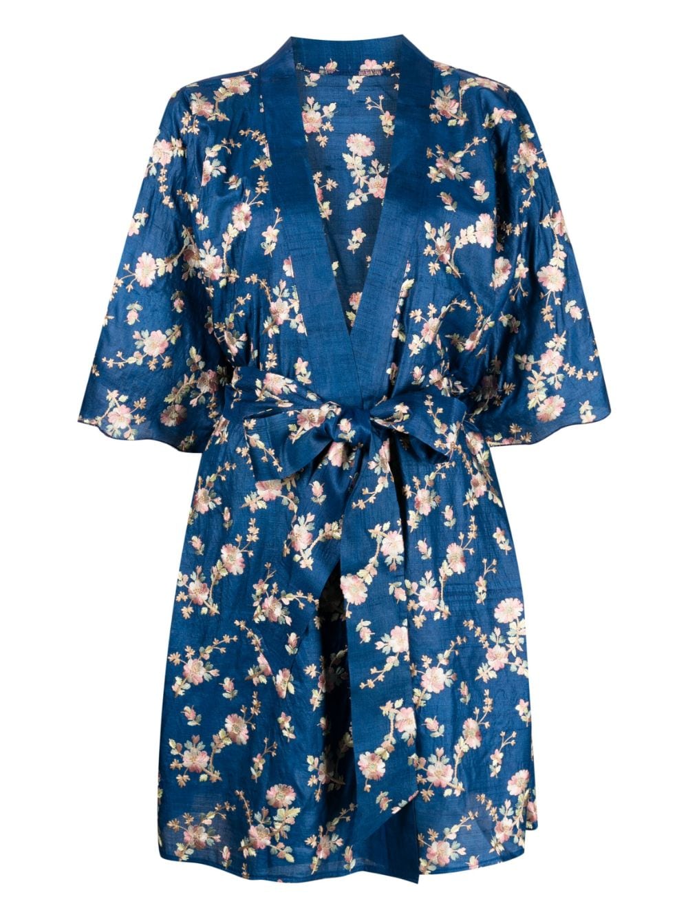 Dolci Follie floral-print silk robe - Blue von Dolci Follie