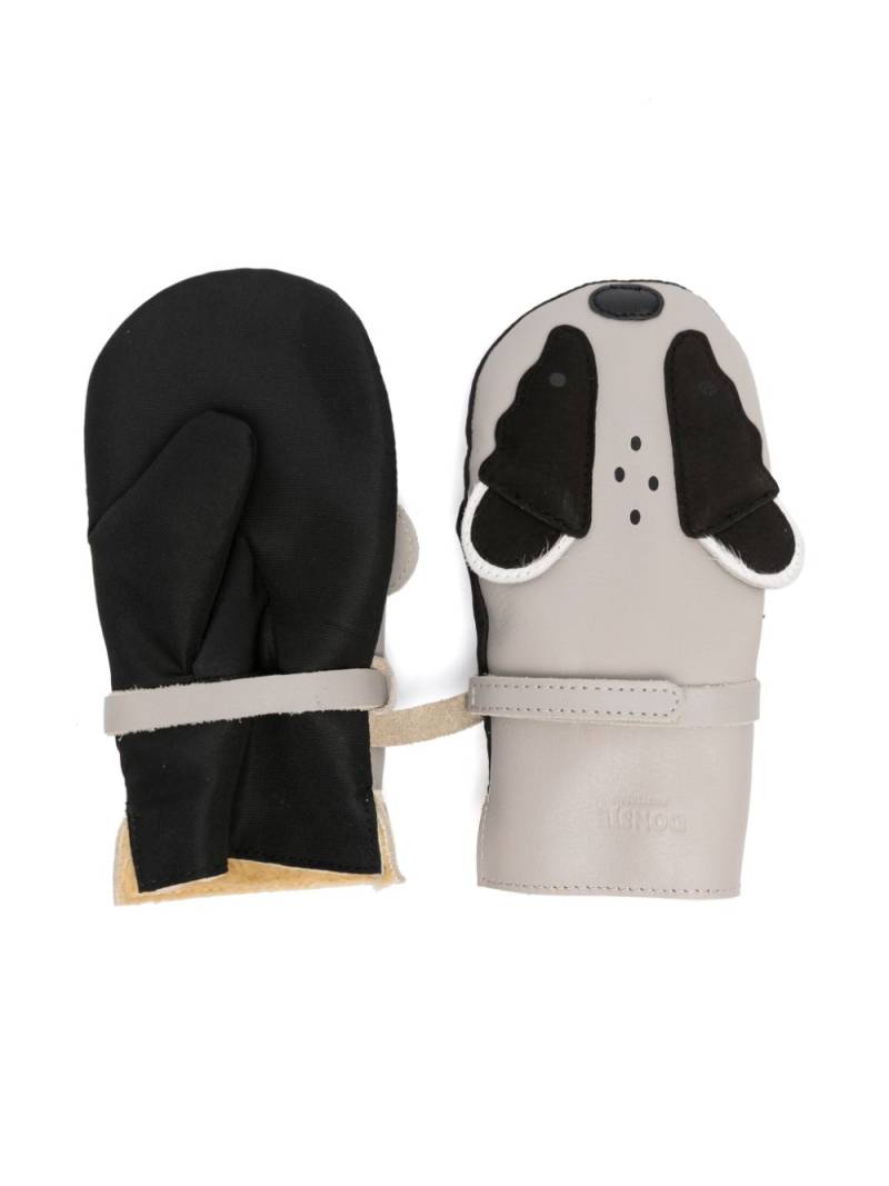 Donsje Kapi leather mittens - Grey von Donsje