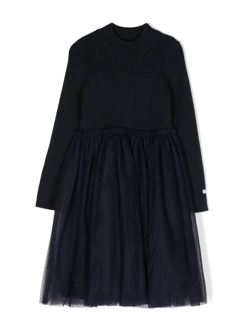 Donsje logo-patch long-sleeved dress - Blue von Donsje