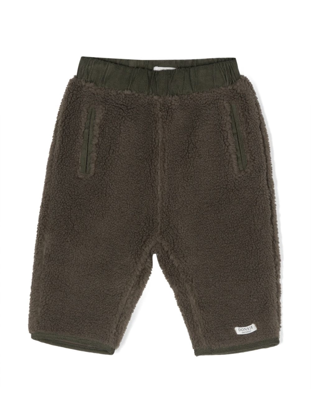 Donsje logo-tag fleece-texture trousers - Green von Donsje