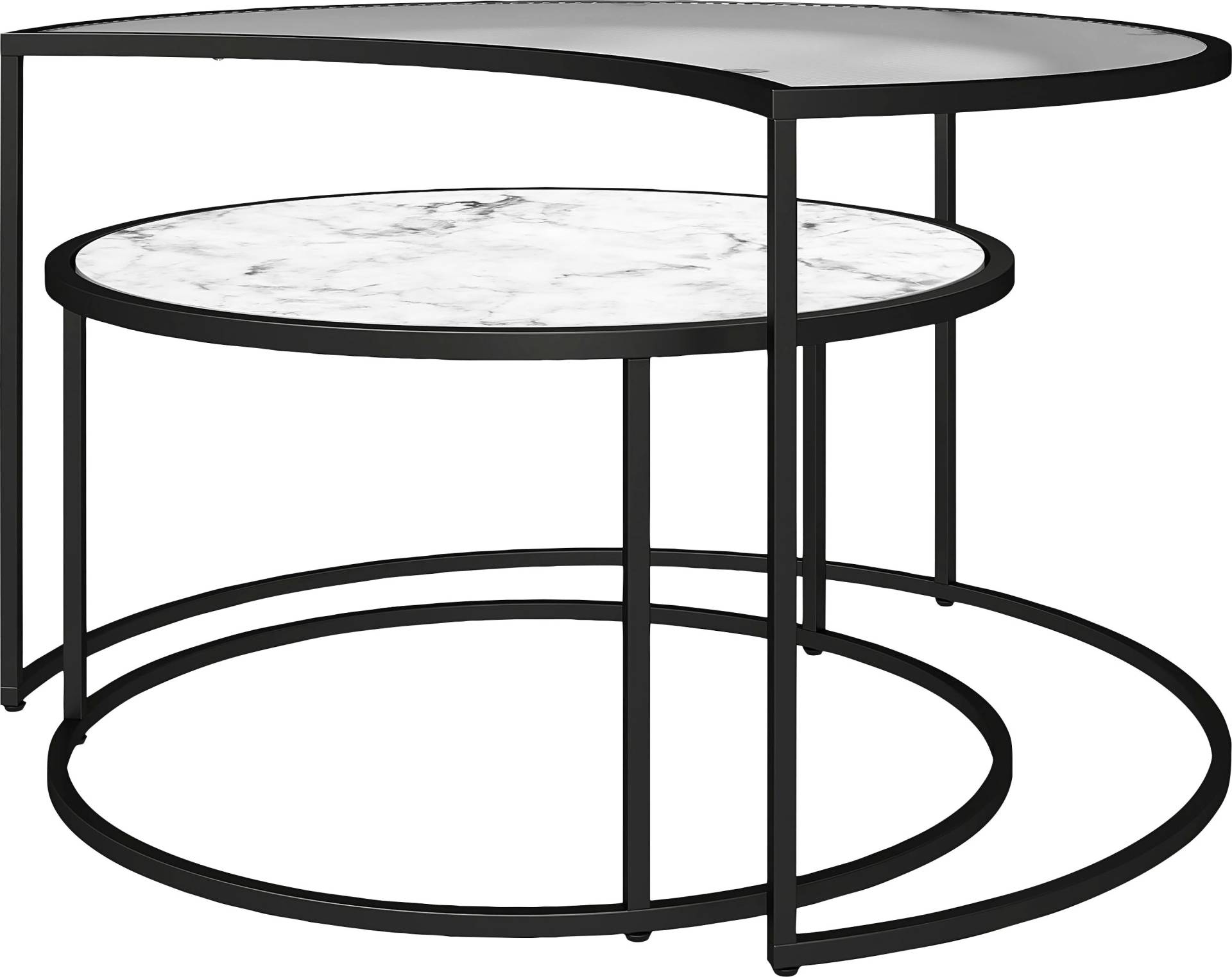 Dorel Home Couchtisch »Moon«, (2 St.), mit obere Tischplatte aus geriffeltem Glas, Höhe 45 cm von Dorel Home