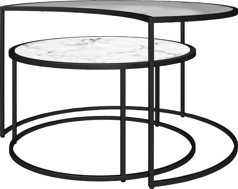 Dorel Home Couchtisch »Moon«, (2 St.), mit obere Tischplatte aus geriffeltem Glas, Höhe 45 cm von Dorel Home