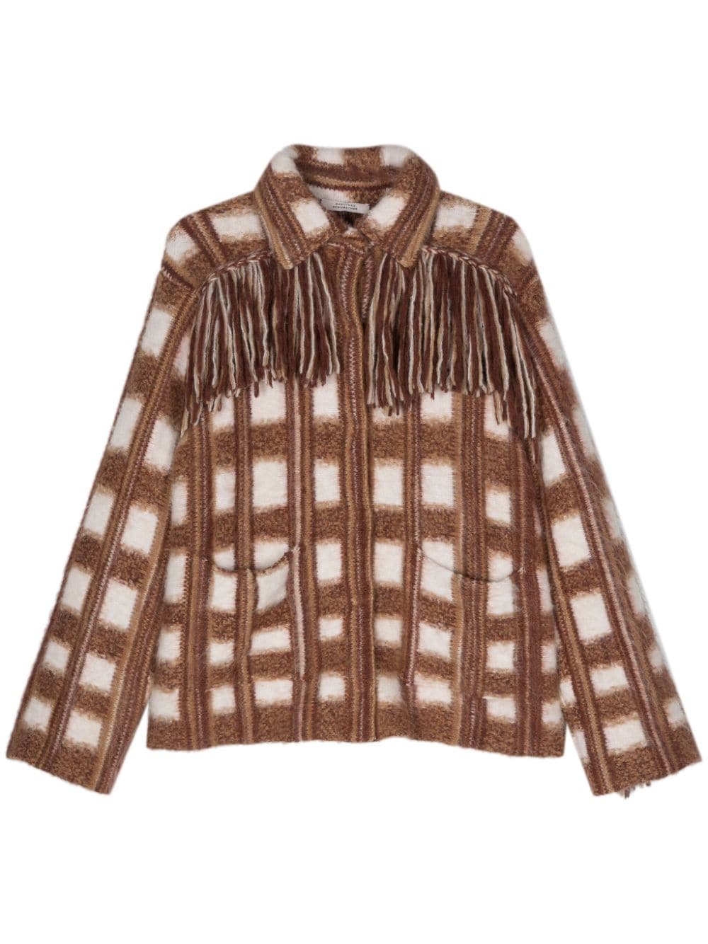 Dorothee Schumacher Dizzy Check fringe-detail cardigan - Brown von Dorothee Schumacher