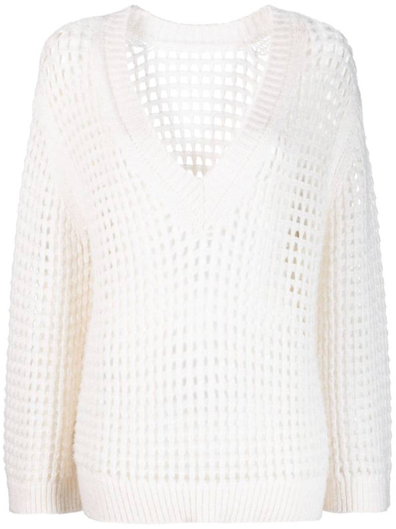 Dorothee Schumacher V-neck open-knit sweatshirt - White von Dorothee Schumacher