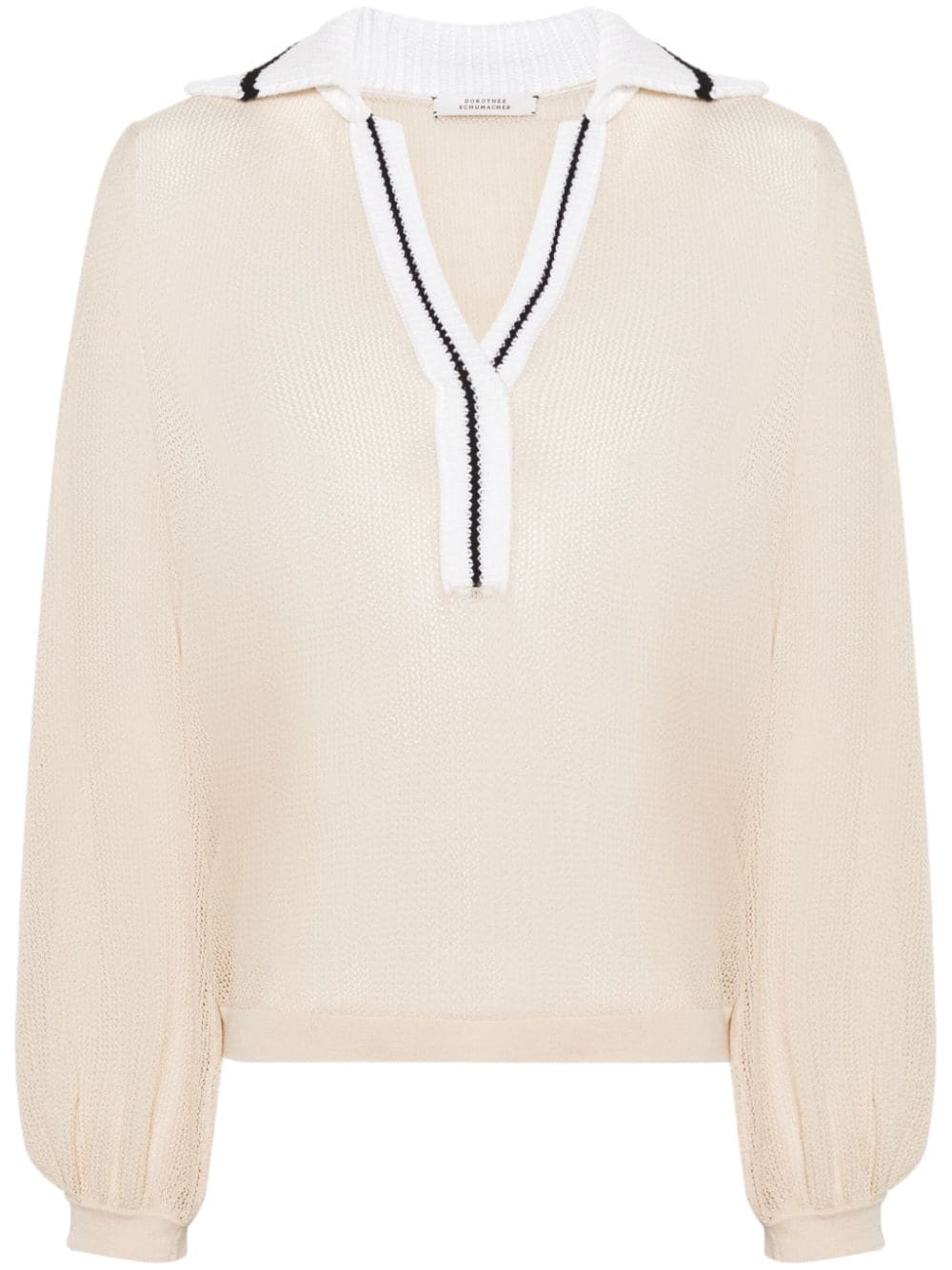 Dorothee Schumacher contrasting collar semi-sheer knitted blouse - Neutrals von Dorothee Schumacher