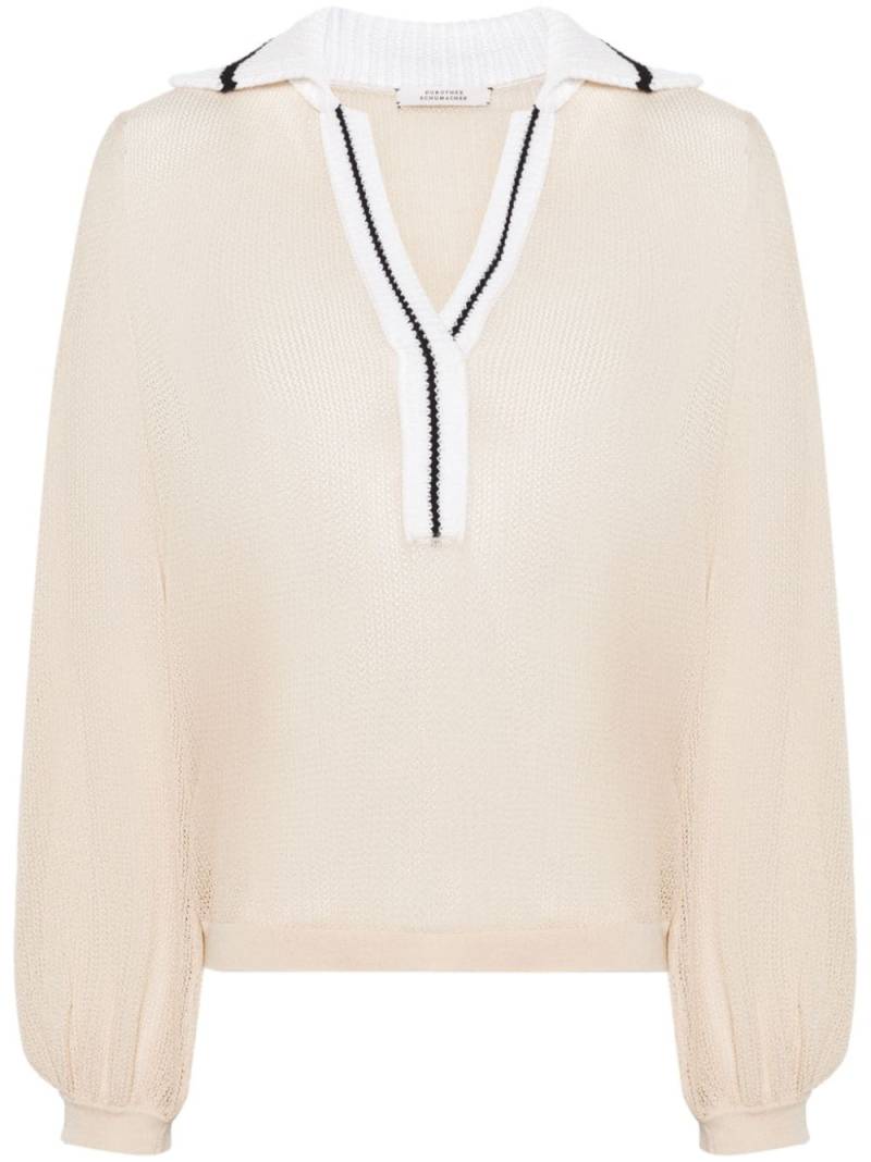 Dorothee Schumacher contrasting collar semi-sheer knitted blouse - Neutrals von Dorothee Schumacher