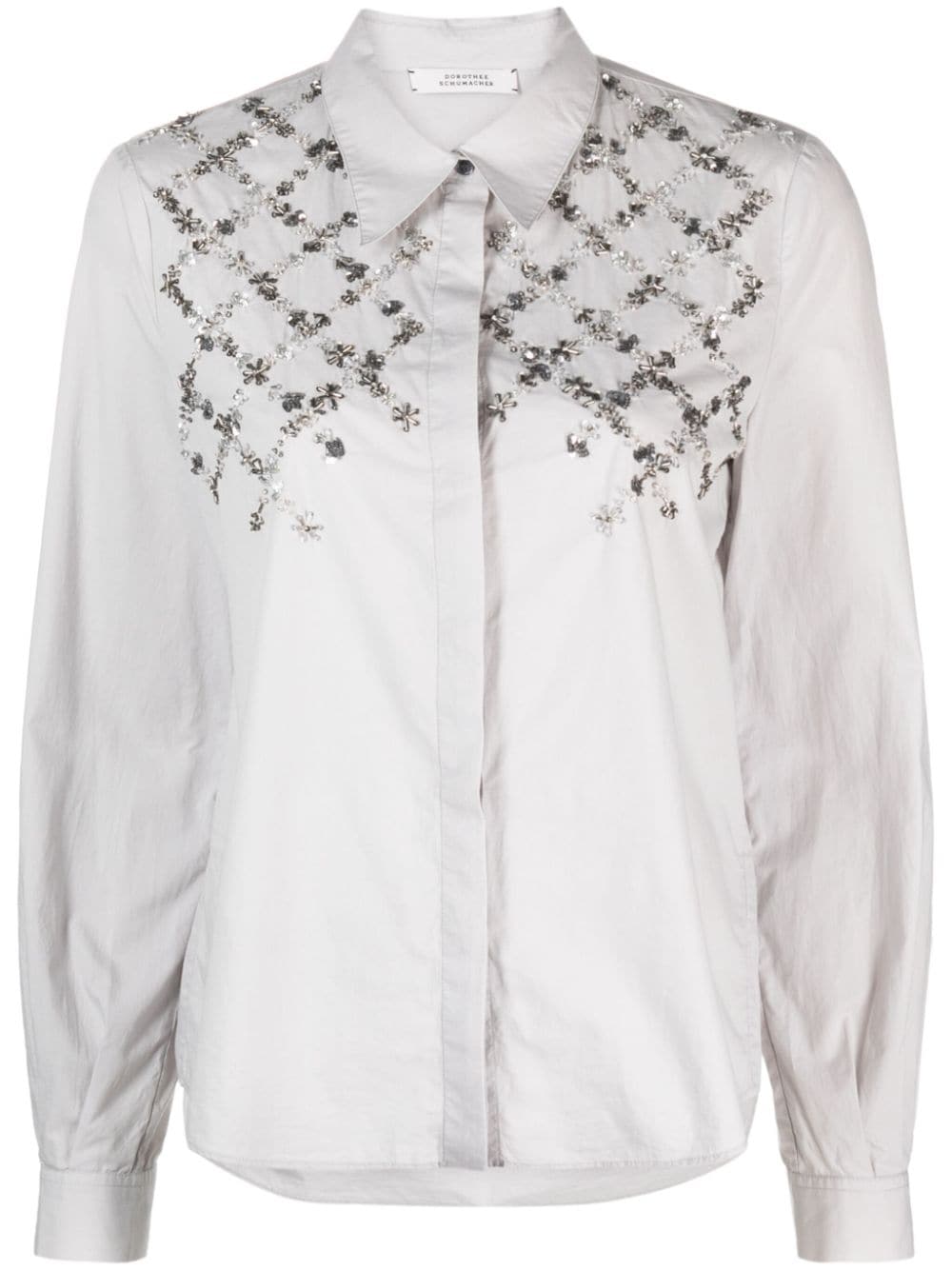 Dorothee Schumacher floral-embroidered embellished cotton shirt - Grey von Dorothee Schumacher