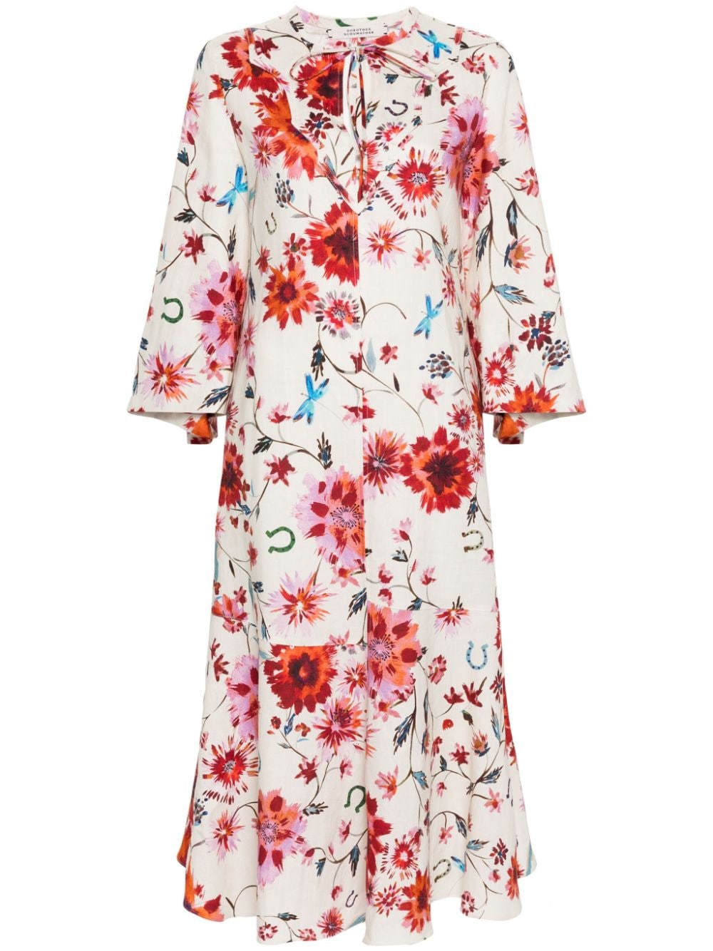 Dorothee Schumacher floral-print linen midi dress - Neutrals von Dorothee Schumacher