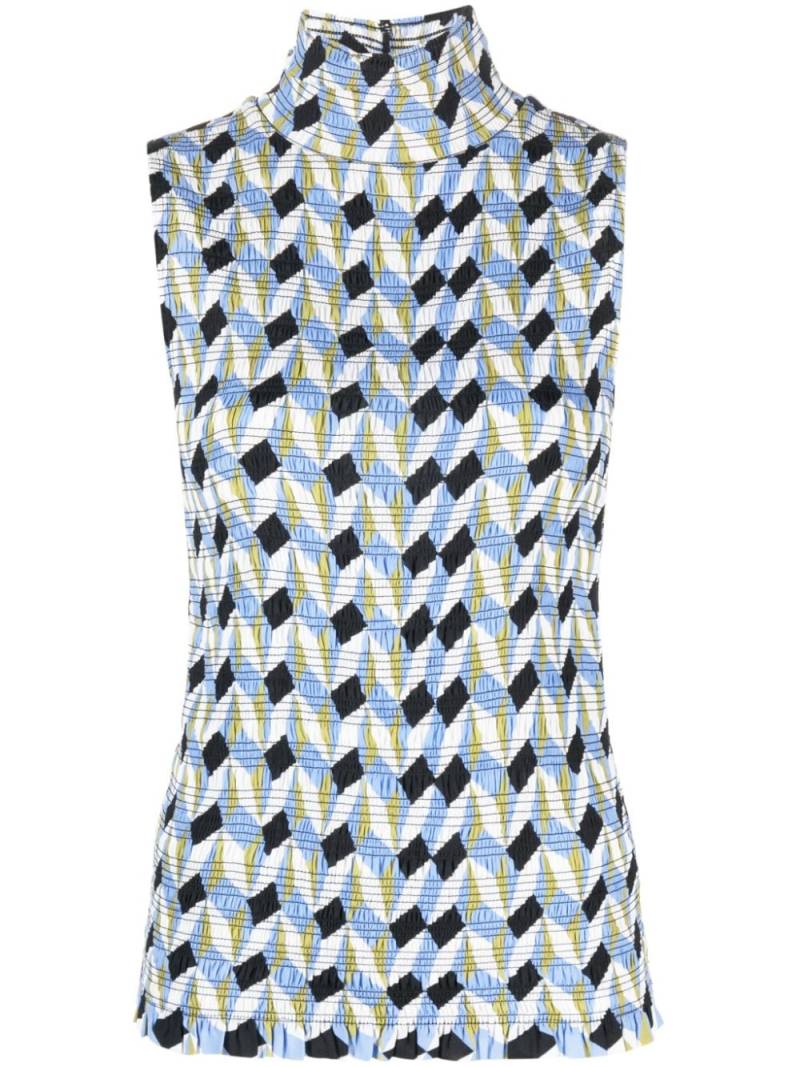 Dorothee Schumacher geometric-print smocked top - Blue von Dorothee Schumacher