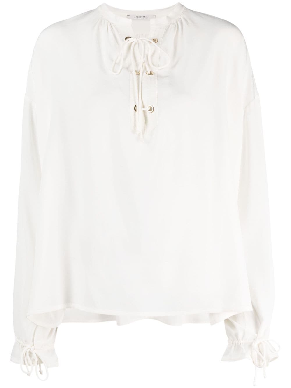 Dorothee Schumacher lace-up neckline silk blouse - White von Dorothee Schumacher