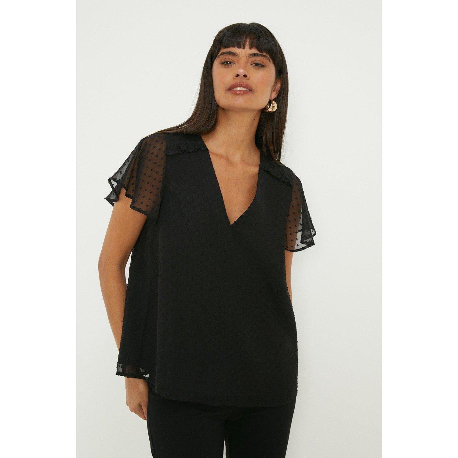 Bluse Engelsärmel Damen Schwarz 36 von Dorothy Perkins