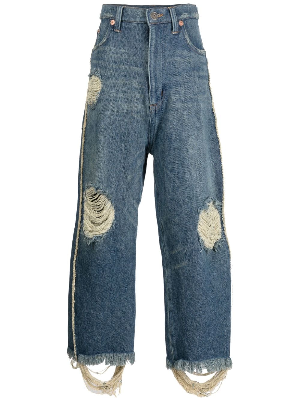 Doublet distressed low-rise straight-leg jeans - Blue von Doublet