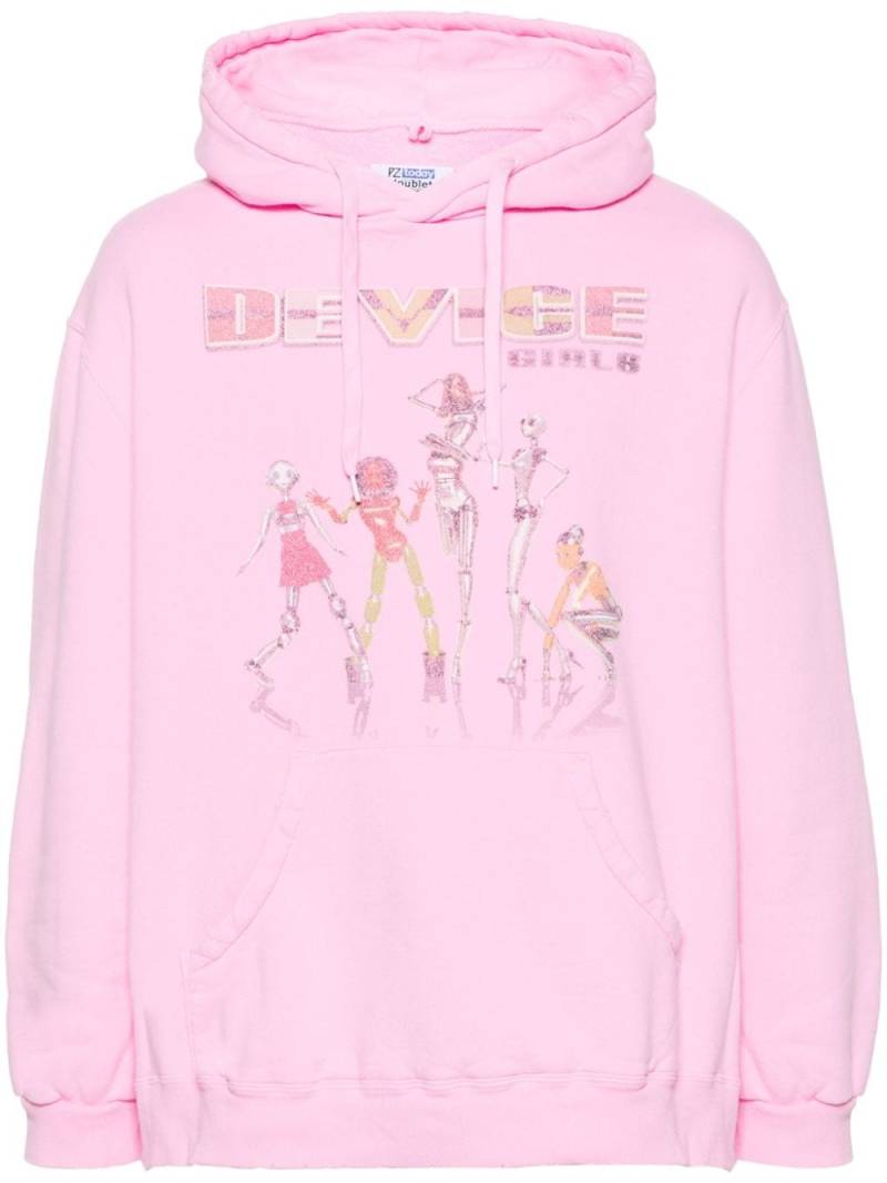 Doublet graphic-print cotton hoodie - Pink von Doublet
