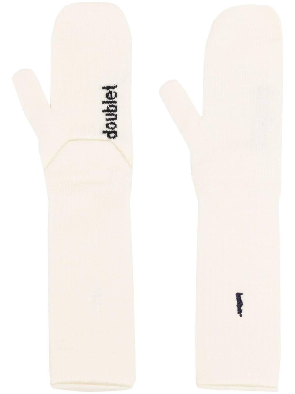 Doublet logo-intarsia knitted mittens - White von Doublet