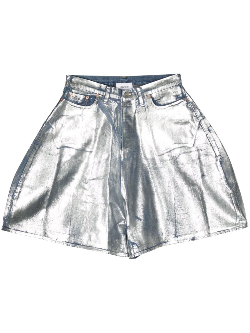 Doublet metallic-finish denim shorts - Silver von Doublet