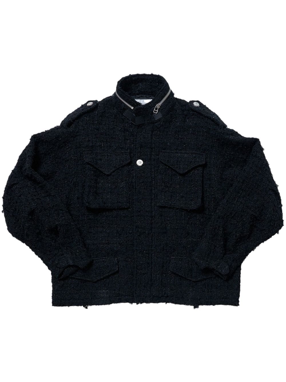 Doublet raw-cut tweed military jacket - Black von Doublet