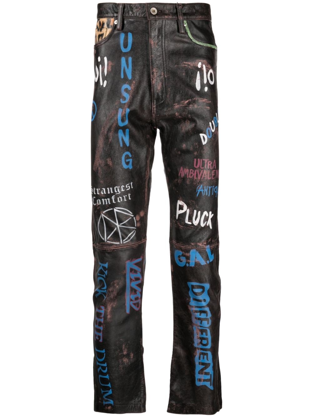 Doublet slogan-print straight-leg trousers - Black von Doublet