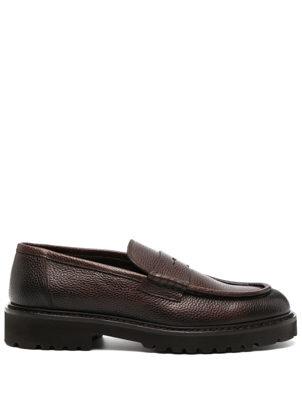 Doucal's penny-slot pebbled leather loafers - Brown von Doucal's