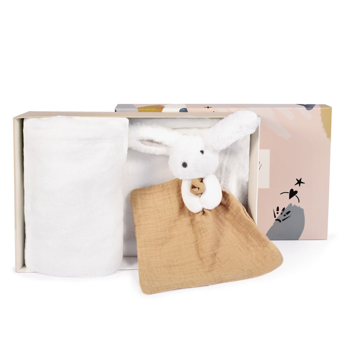 Stoffhase mit Babydecke HAPPY WILD, 100 x 70 cm von Doudou et Compagnie