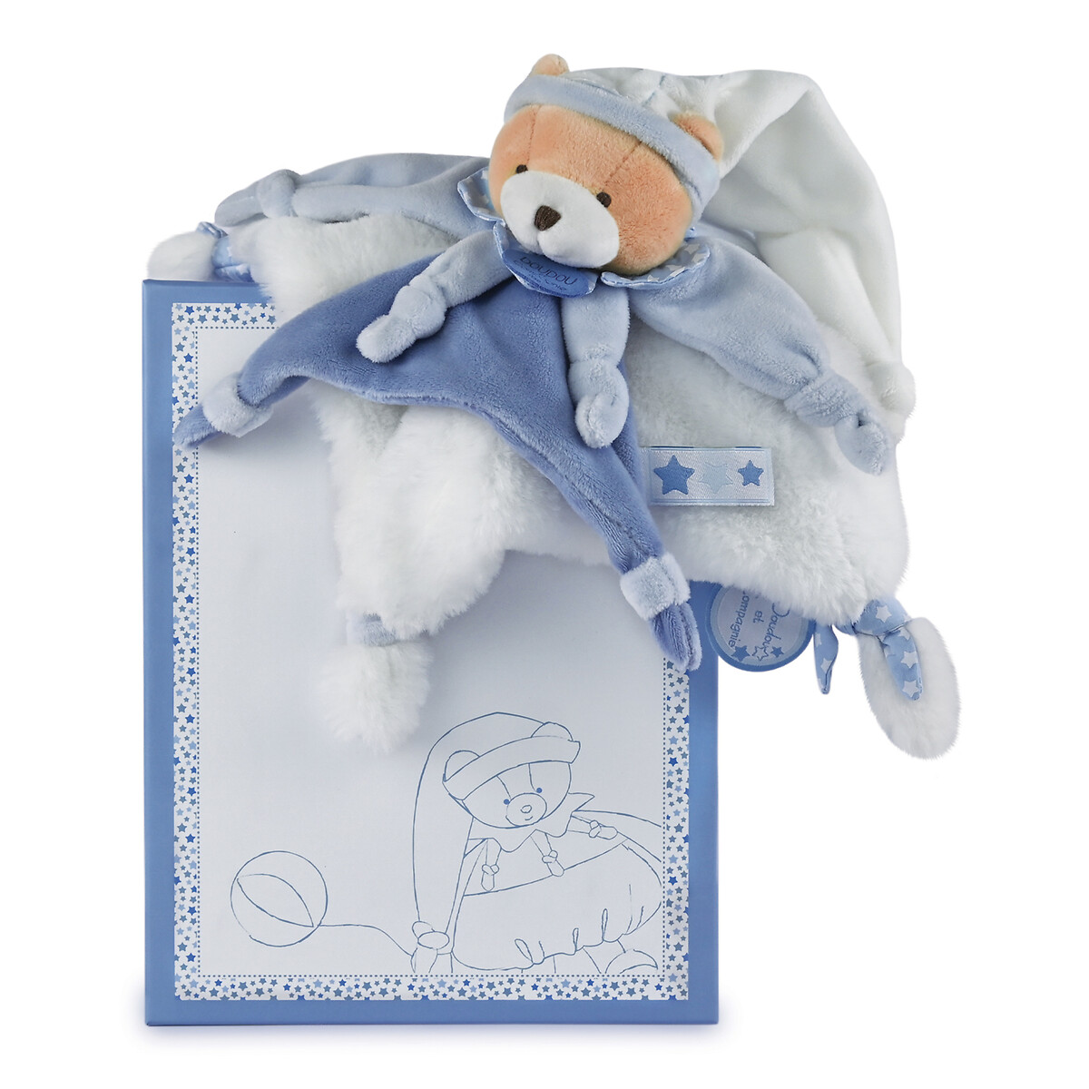 Teddybär-Schmusetuch Petit Chou, 27 cm, blau von Doudou et Compagnie
