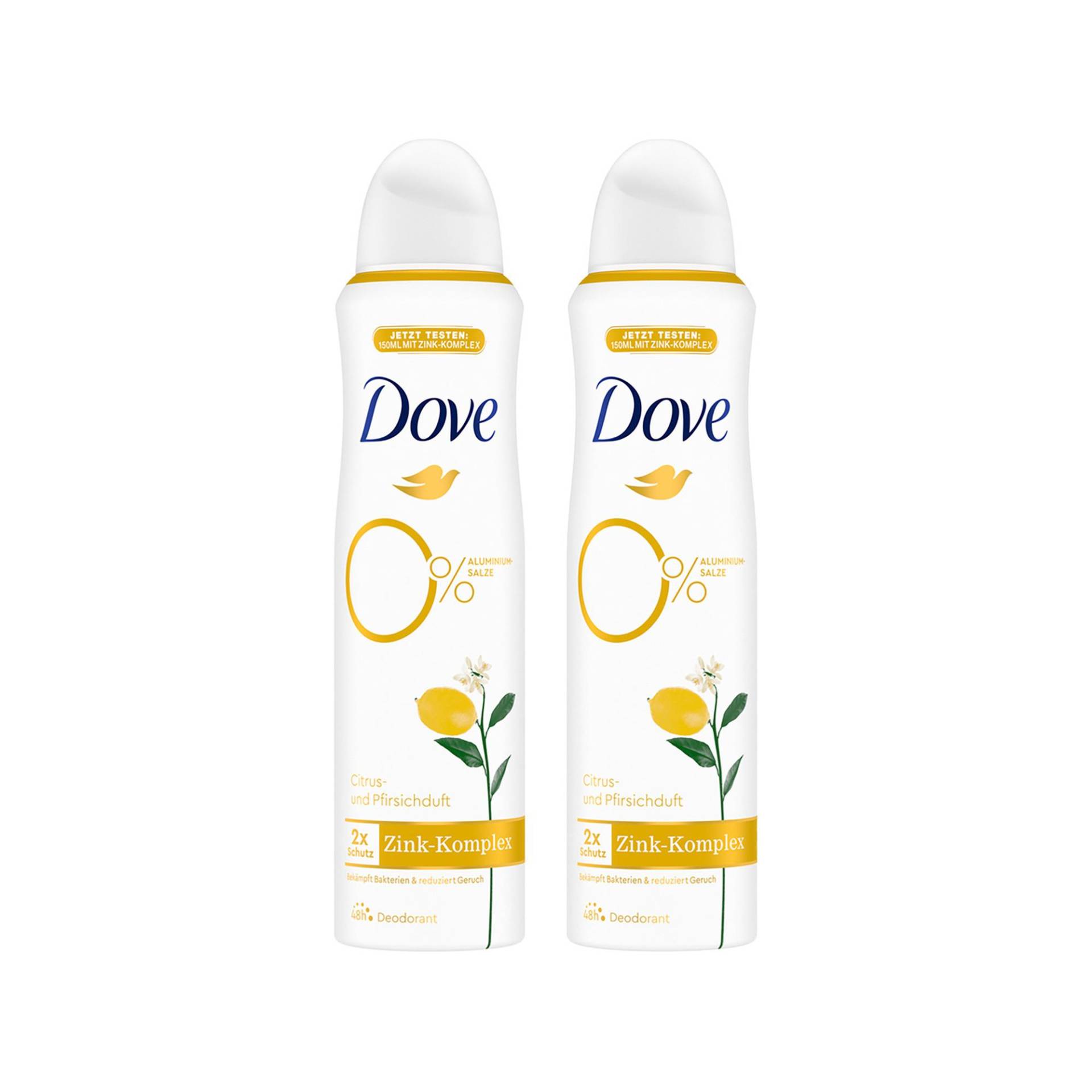 Citrus- Und Pfirsichduft 0% Aluminiumsalze Mit Zink-komplex Deodorant Spray Duo Damen  2 x 150ml von Dove