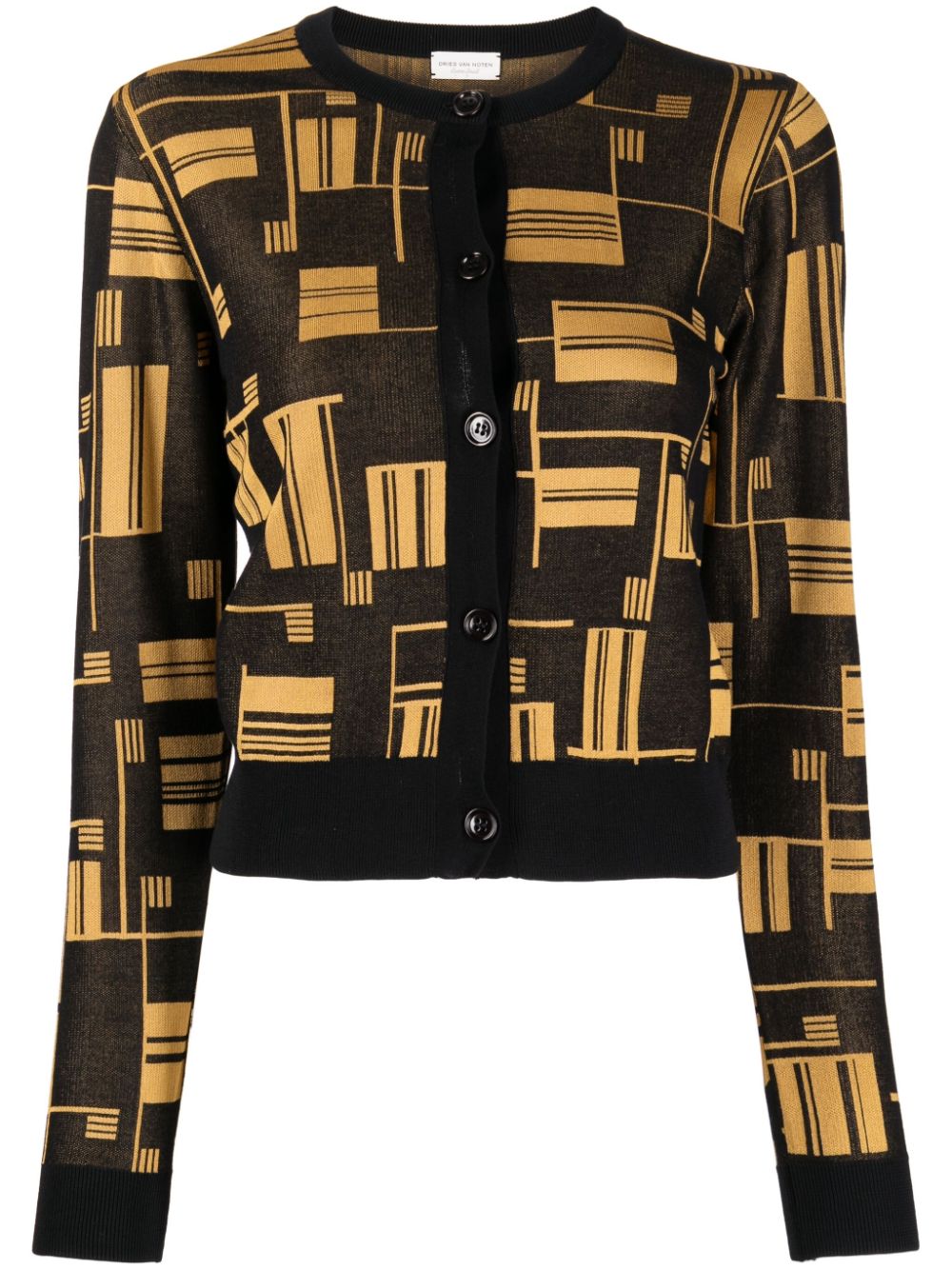 Dries Van Noten Pre-Owned geometric pattern-print buttoned cardigan - Brown von Dries Van Noten Pre-Owned