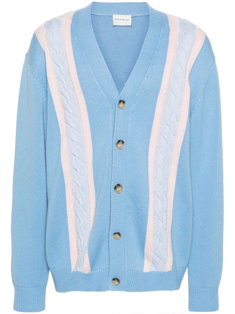 Drôle De Monsieur Torsadé cable-knit cardigan - Blue von Drôle De Monsieur