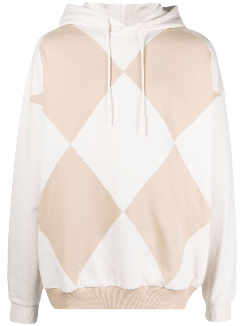 Drôle De Monsieur diamond-pattern drawstring hoodie - Neutrals von Drôle De Monsieur