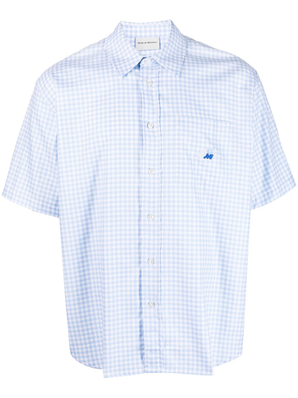 Drôle De Monsieur embroidered-logo check-pattern shirt - Blue von Drôle De Monsieur