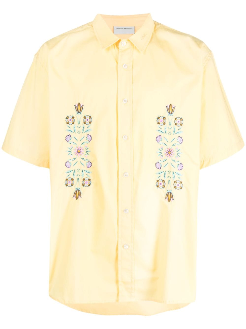 Drôle De Monsieur flower-embroidery cotton shirt - Yellow von Drôle De Monsieur