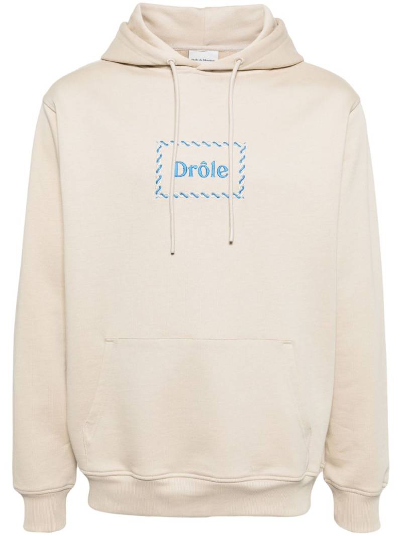 Drôle De Monsieur logo-embroidered cotton hoodie - Neutrals von Drôle De Monsieur