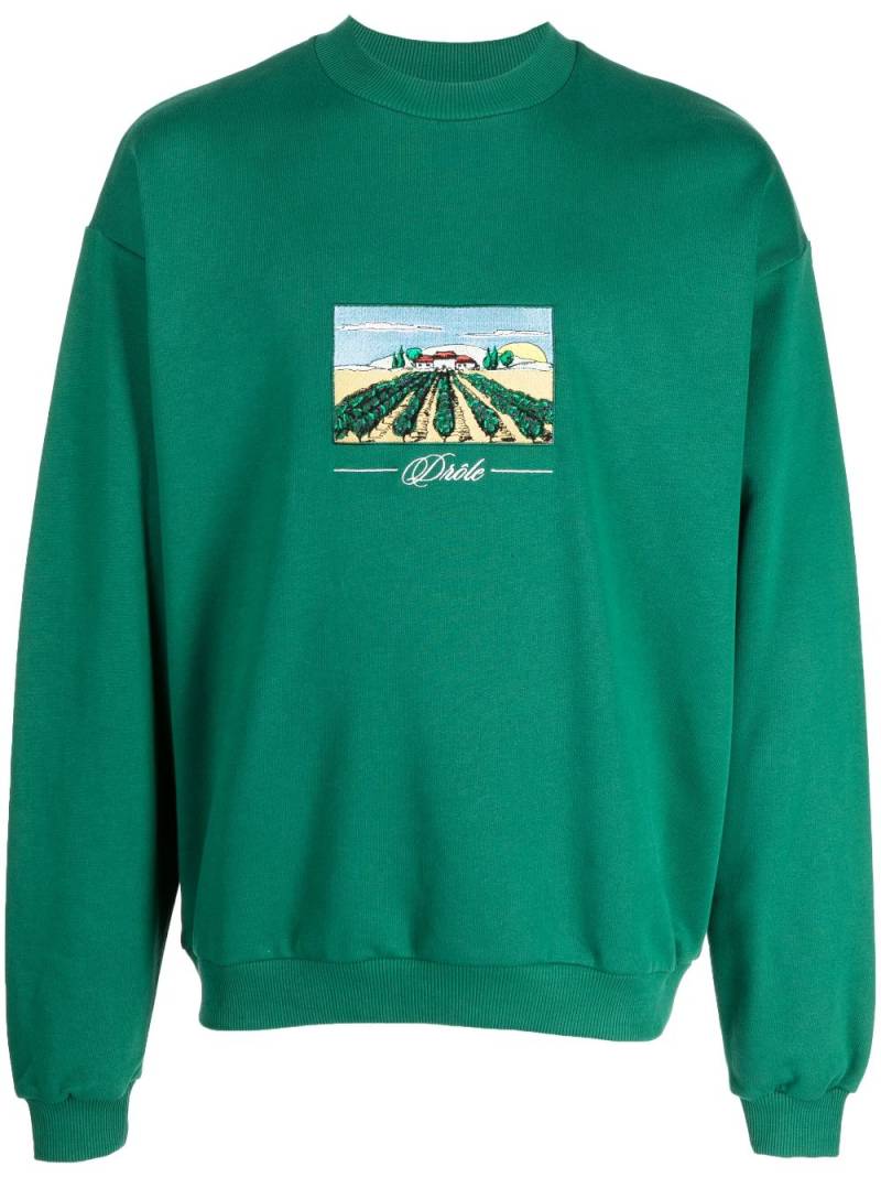 Drôle De Monsieur logo-embroidered cotton jumper - Green von Drôle De Monsieur