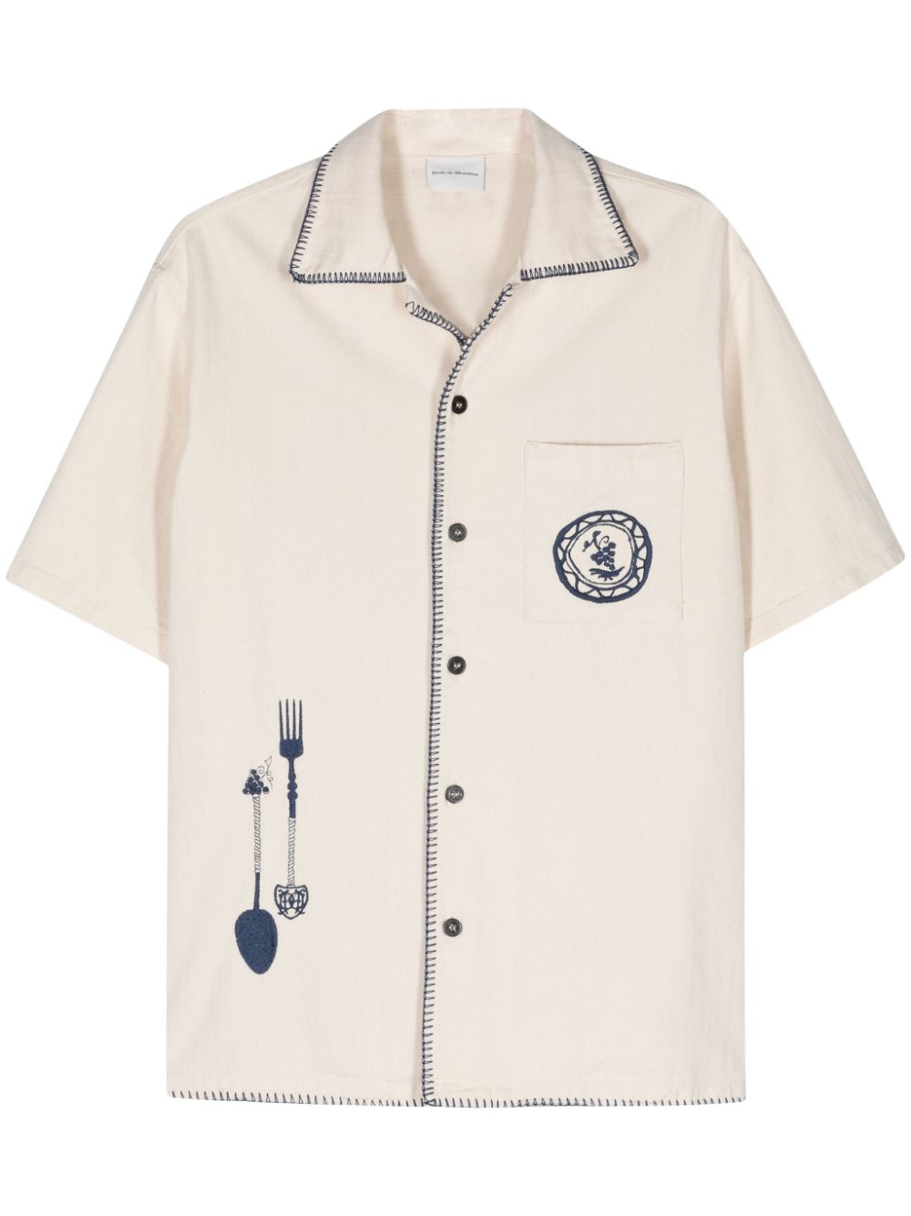 Drôle De Monsieur logo-embroidered cotton shirt - Neutrals von Drôle De Monsieur