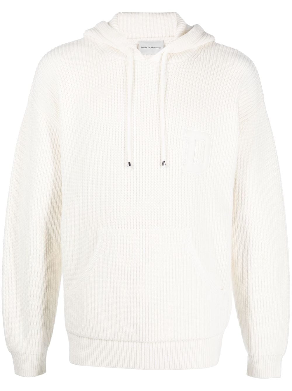 Drôle De Monsieur logo-embroidered waffle-knit hoodie - White von Drôle De Monsieur