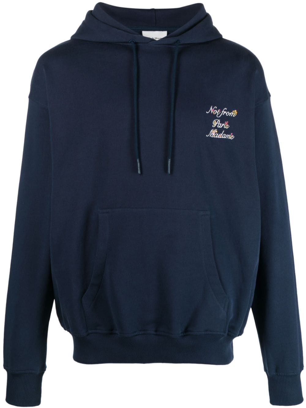 Drôle De Monsieur slogan-embroidered cotton hoodie - Blue von Drôle De Monsieur