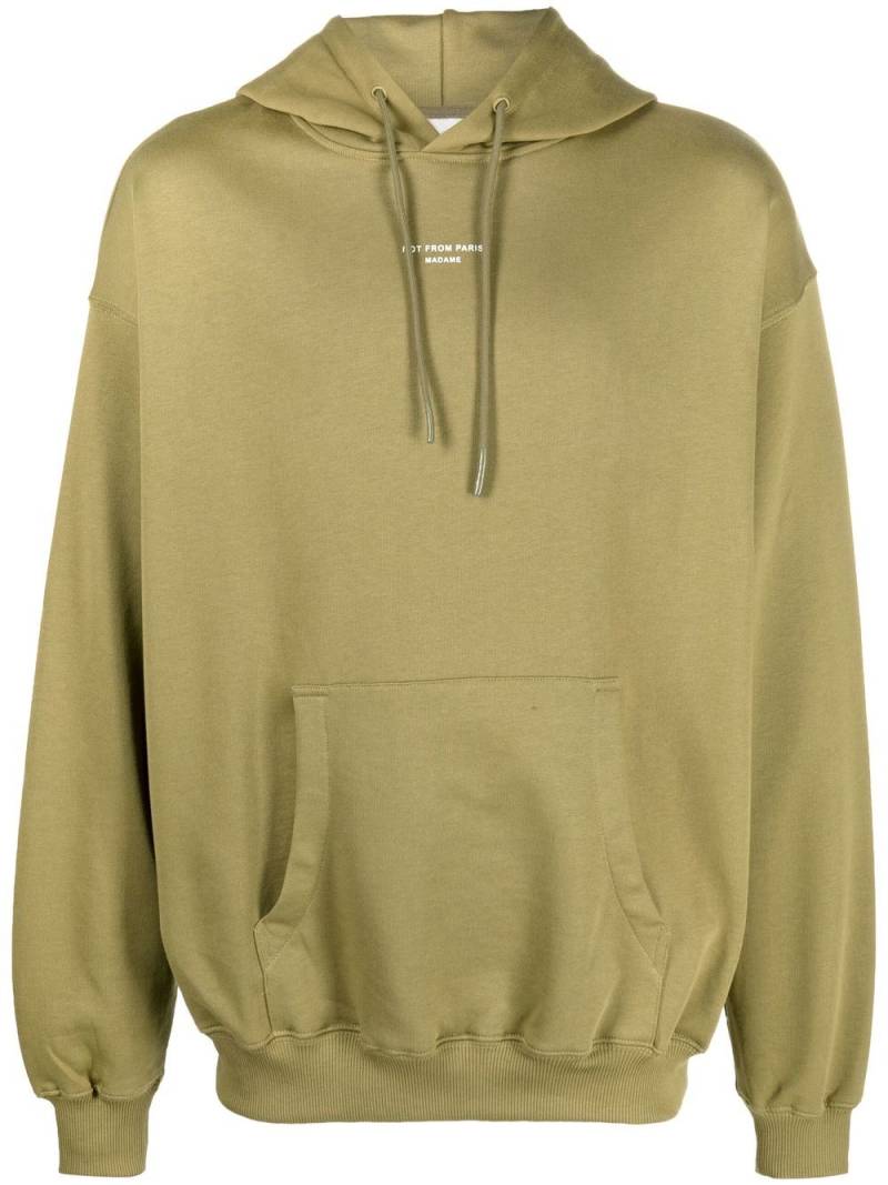 Drôle De Monsieur slogan-print drawstring hoodie - Green von Drôle De Monsieur