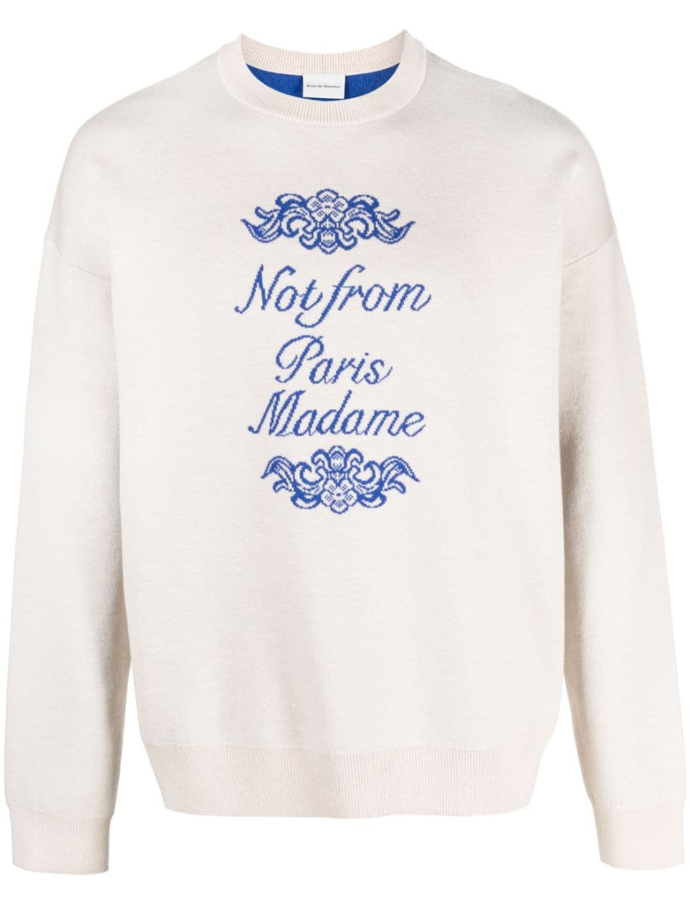 Drôle De Monsieur slogan-print intarsia-knit jumper - Neutrals von Drôle De Monsieur