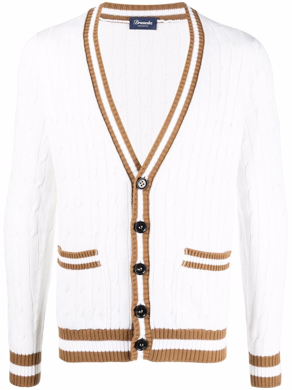 Drumohr cable knit cardigan - White von Drumohr