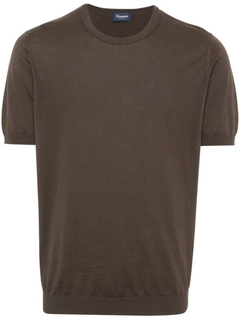 Drumohr fine-knit cotton T-shirt - Brown von Drumohr
