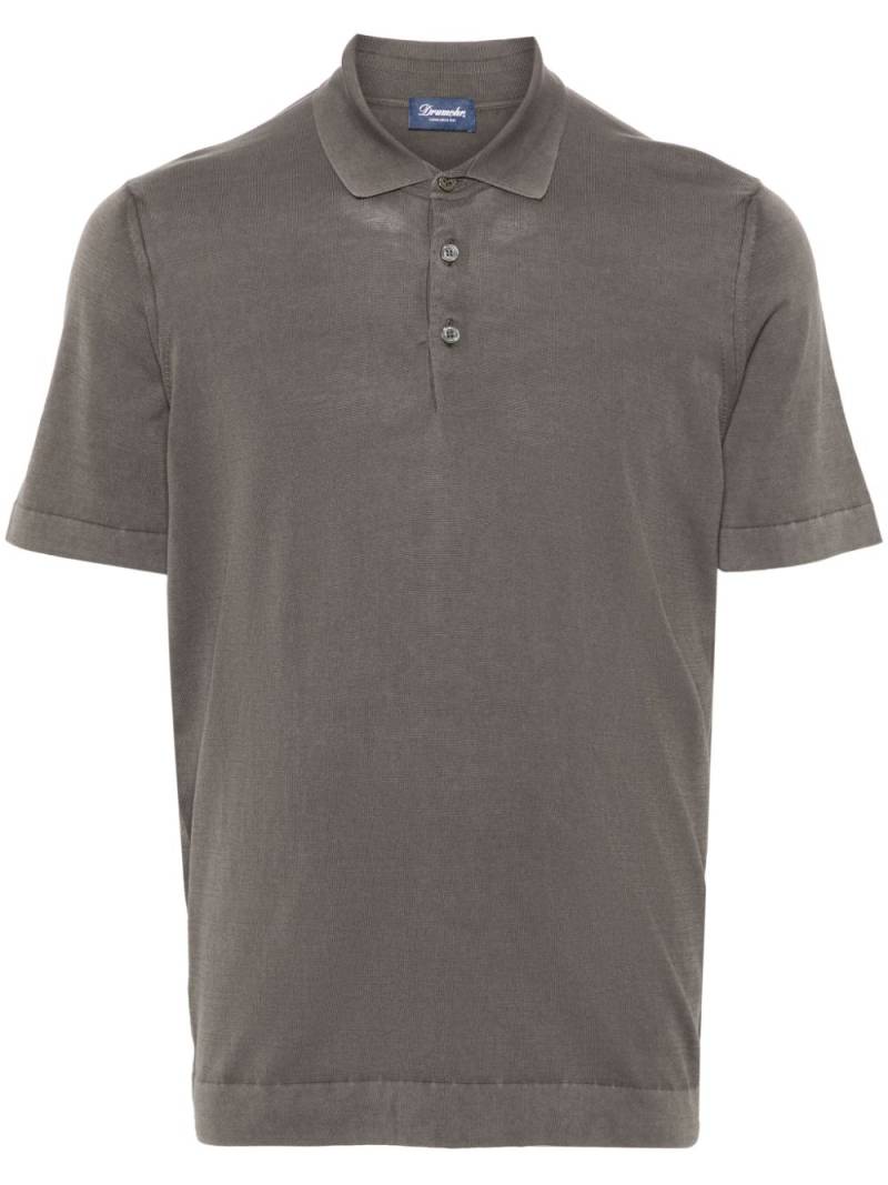 Drumohr fine-ribbed cotton polo shirt - Brown von Drumohr
