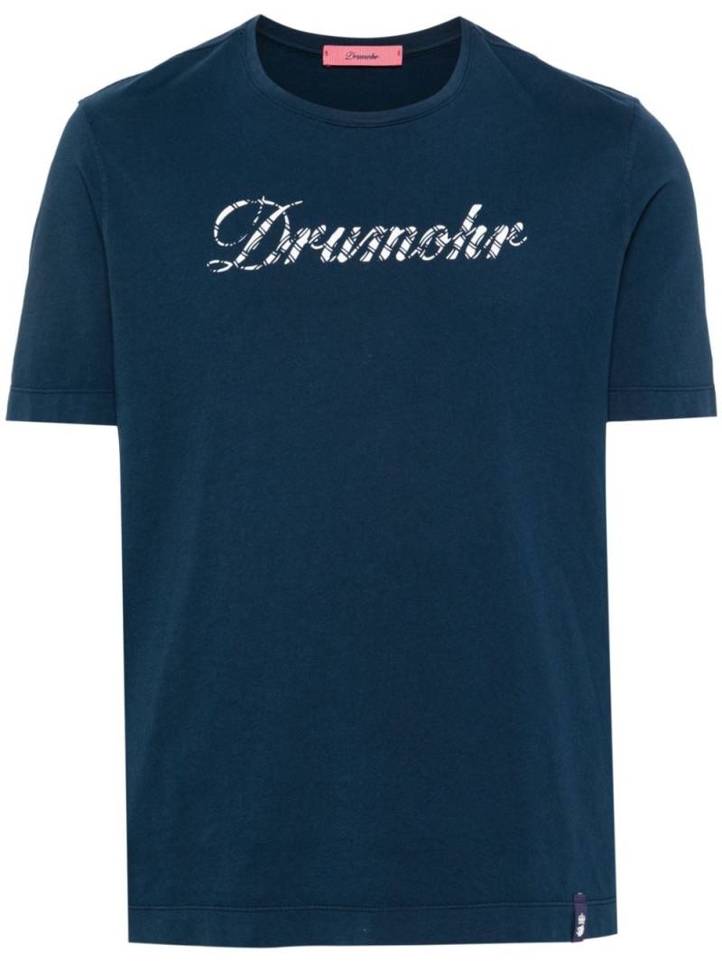 Drumohr logo-print cotton T-shirt - Blue von Drumohr