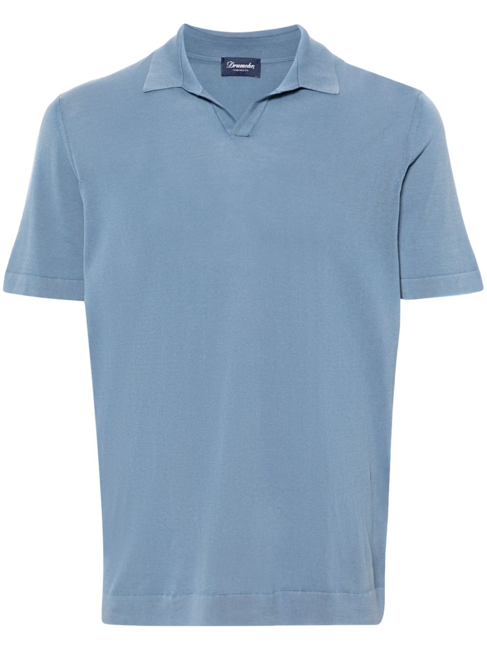 Drumohr split-neck cotton polo shirt - Blue von Drumohr
