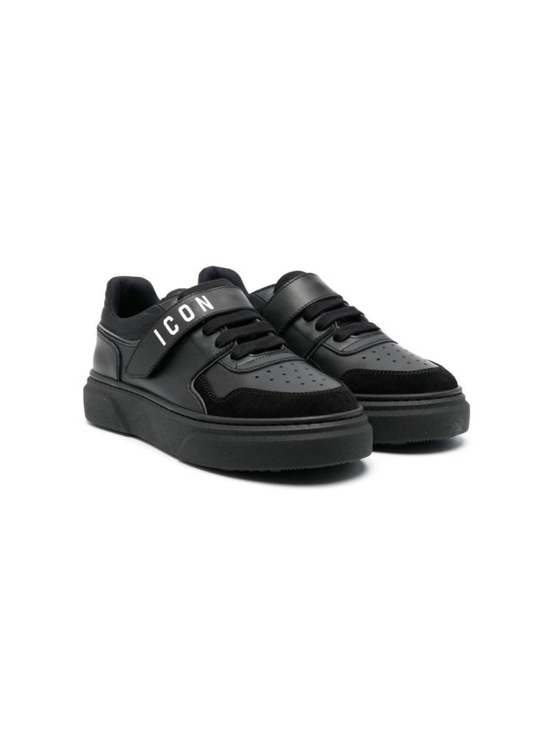 Dsquared2 Kids Icon print leather sneakers - Black von Dsquared2 Kids