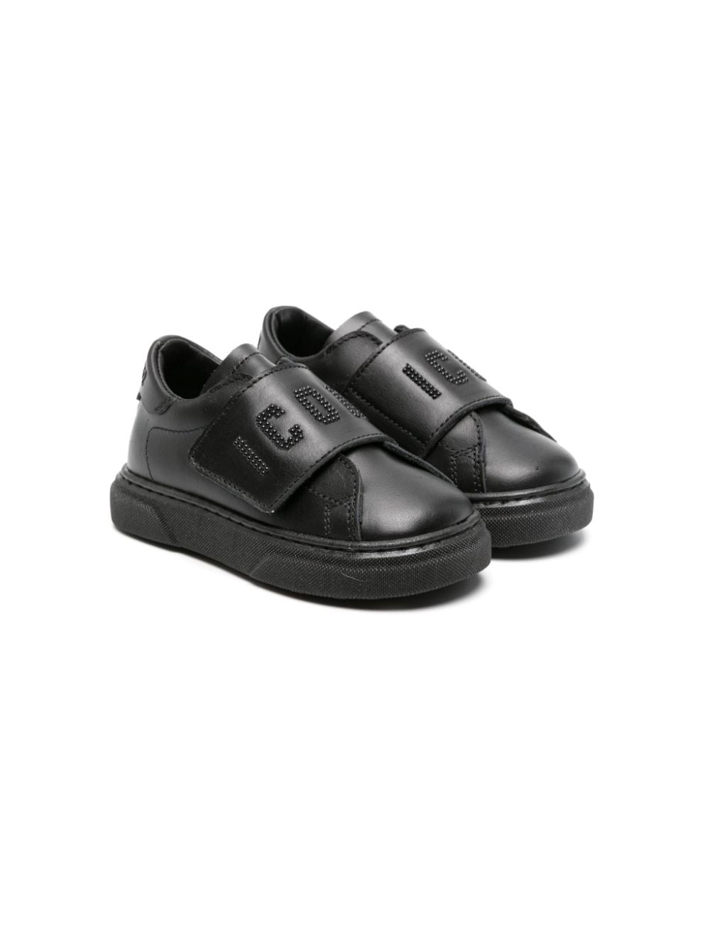 Dsquared2 Kids Icon-embellished leather sneakers - Black von Dsquared2 Kids